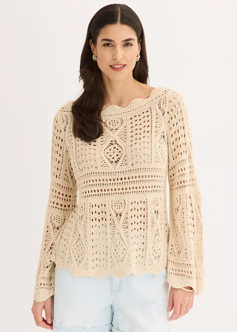 Stickad topp av spets, bonprix