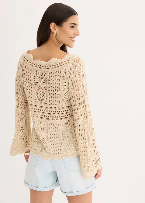 Stickad topp av spets, bonprix