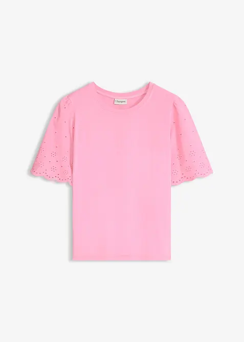 Topp av mjuk viskosmix med h&aring;lbroderi, bonprix