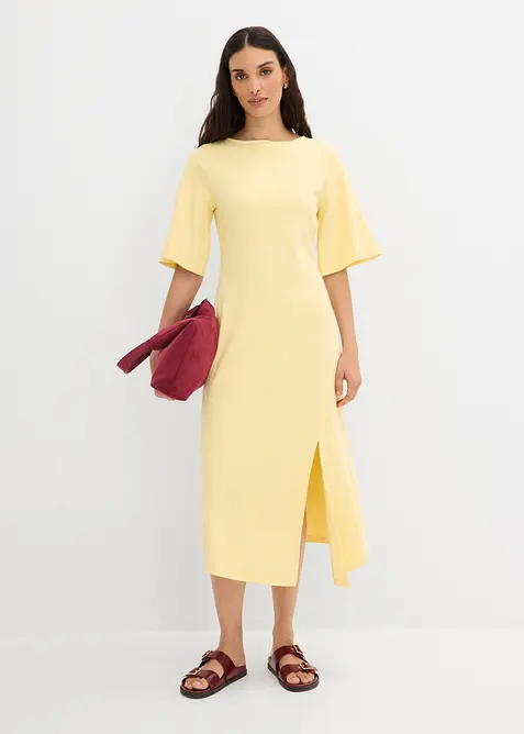 Jerseykl&auml;nning av ekologisk bomull, med slits, bonprix