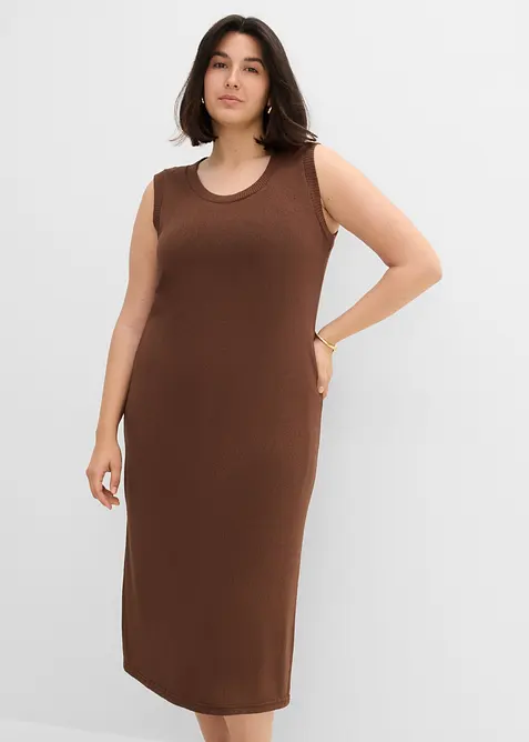 Stickad kl&auml;nning i tunn viskosmix, bonprix