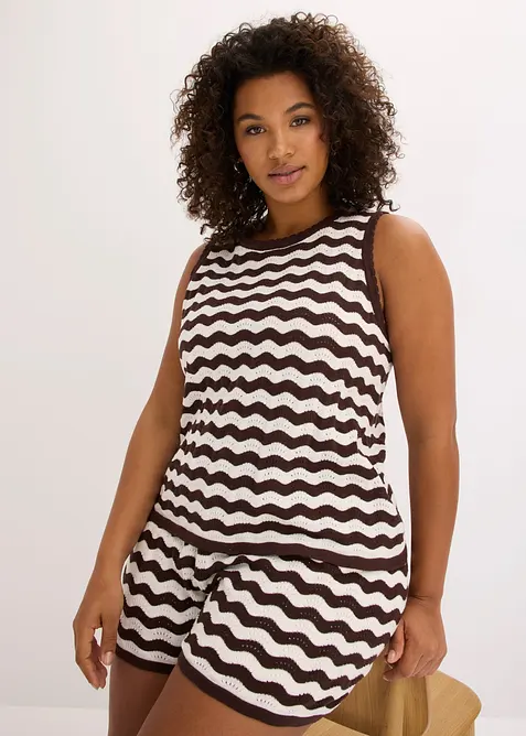 Stickat linne i bomull, bonprix