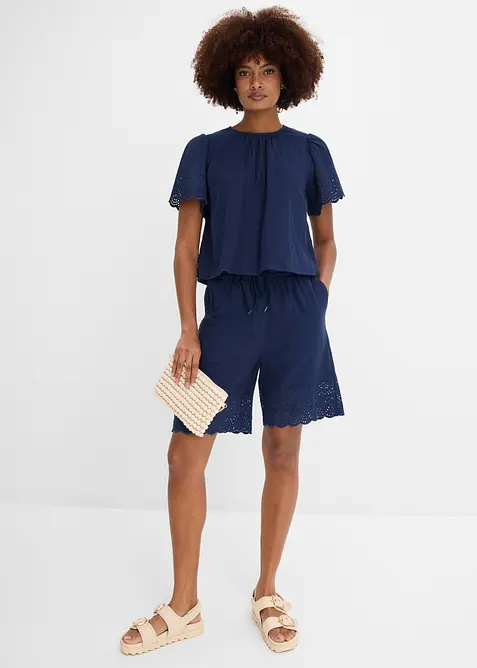 Kort&auml;rmad blus i luftig muslin, bonprix