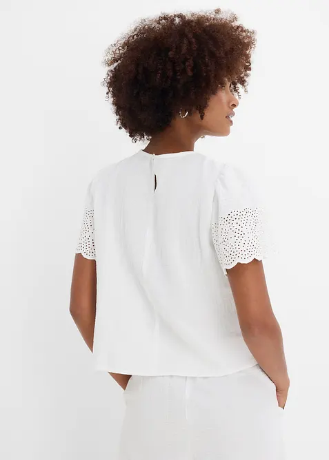 Kort&auml;rmad blus i luftig muslin, bonprix