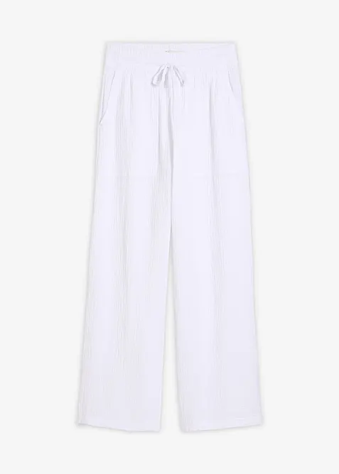 Byxa i luftig muslin, bonprix
