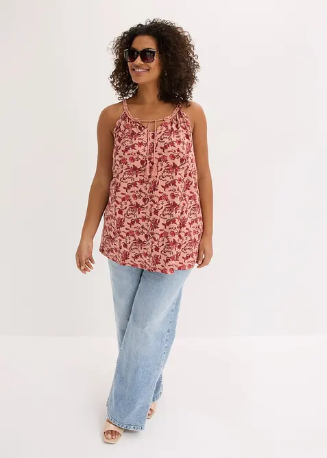 Linne med smala axelband, av viskos, bonprix