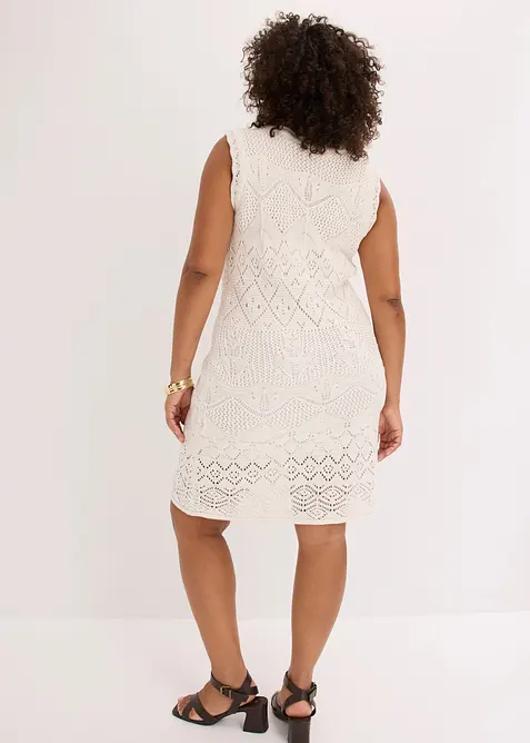 Stickad kl&auml;nning av bomullsmix, bonprix