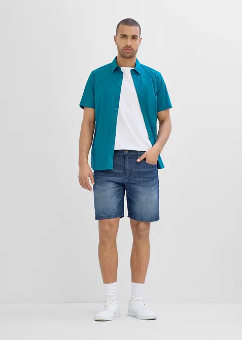 Stretchig kort&auml;rmad skjorta, smal passform, bonprix