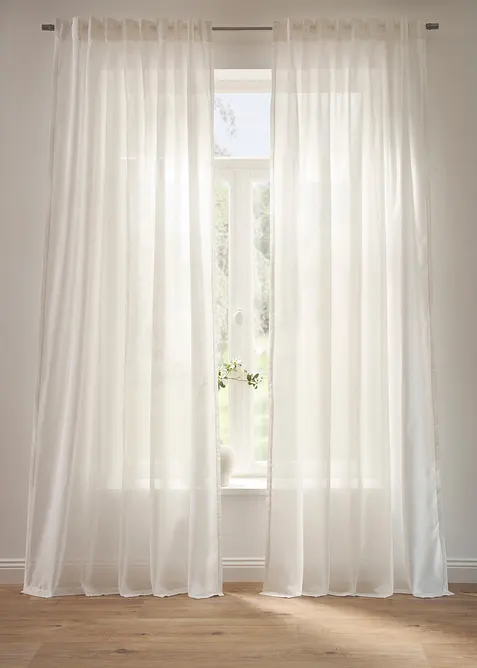 Gardin i &aring;tervunnet material (2-pack), bonprix