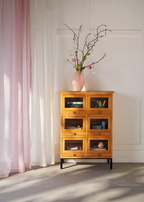 Gardin i &aring;tervunnet material (2-pack), bonprix