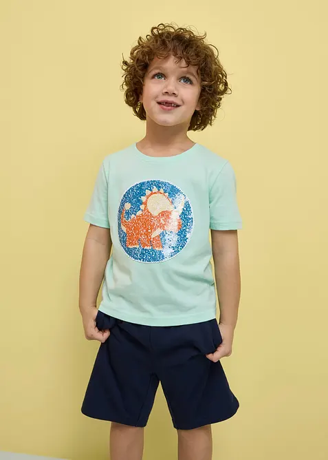 T-shirt i ekologisk bomull med v&auml;ndbara paljetter, bonprix