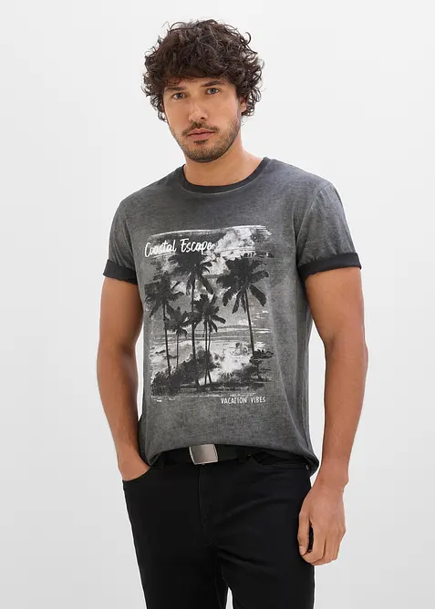 T-shirt i ekologisk bomull med tv&auml;ttad look, bonprix