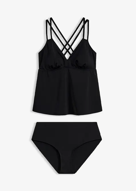 Tankini med korsade axelband, snabbtorkande material (2 delar), bonprix