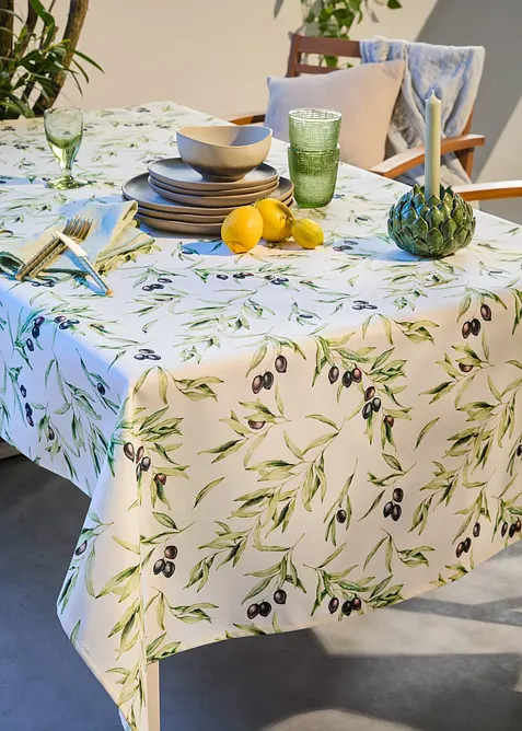 Bordsduk med olivkvistar, vattenavvisande, bonprix