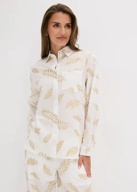 Blus i bomull med broderi, bonprix