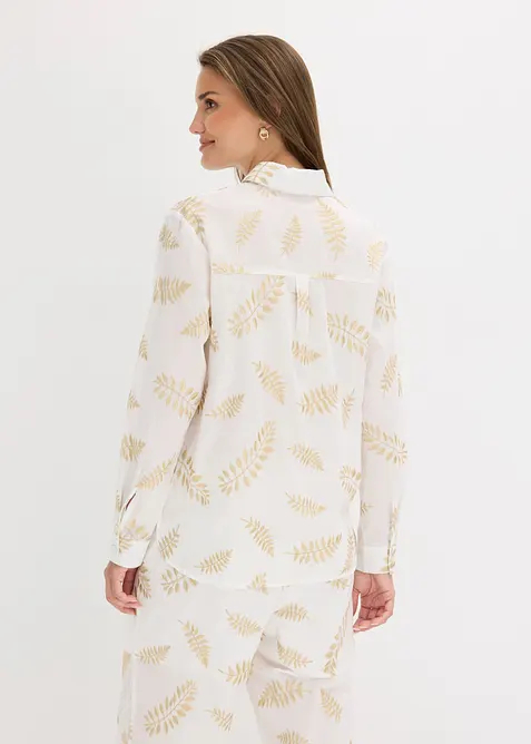 Blus i bomull med broderi, bonprix
