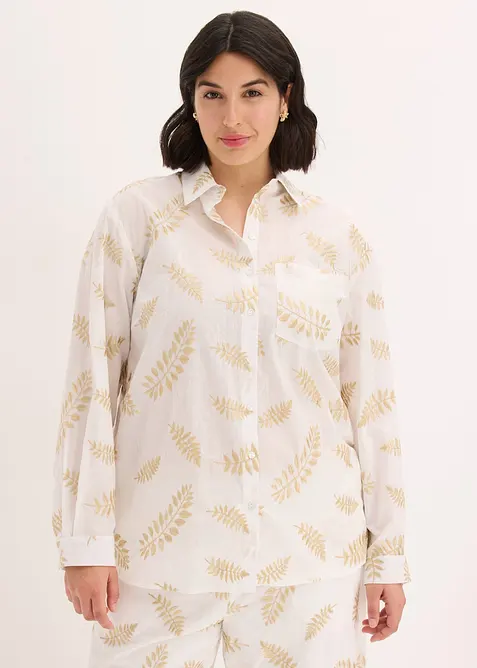 Blus i bomull med broderi, bonprix