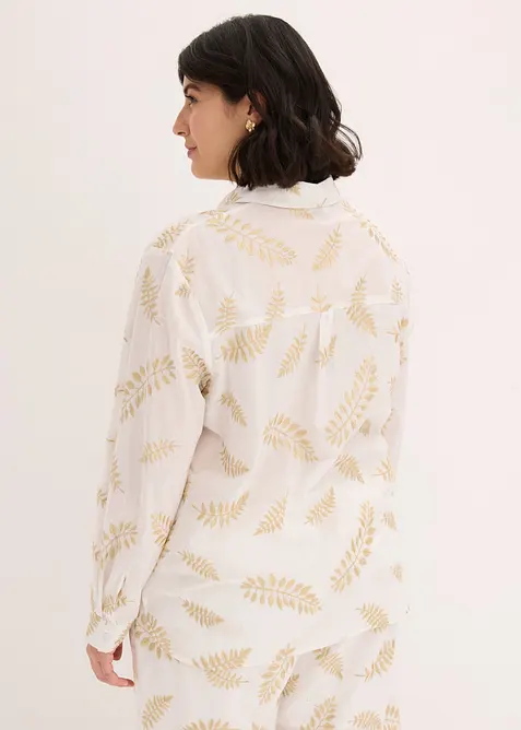 Blus i bomull med broderi, bonprix