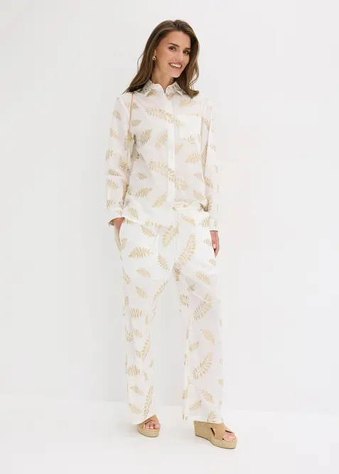 Blus i bomull med broderi, bonprix