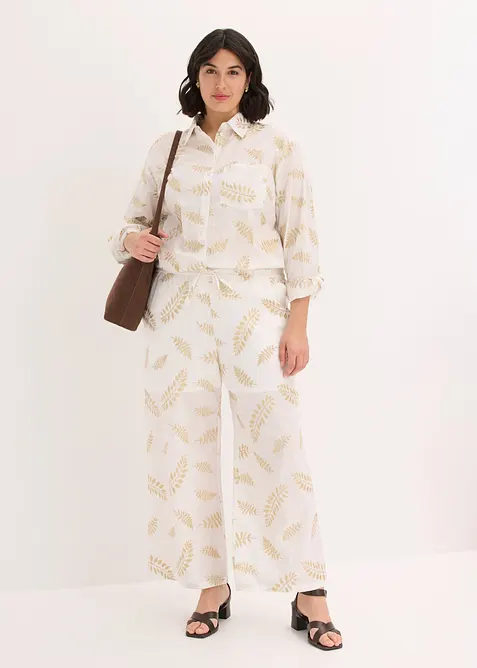 Blus i bomull med broderi, bonprix