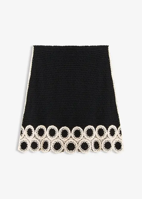 Stickad kjol i bomull, bonprix