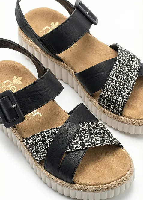 Sandalett med kilklack och vadderad innersula fr&aring;n Rieker, Rieker