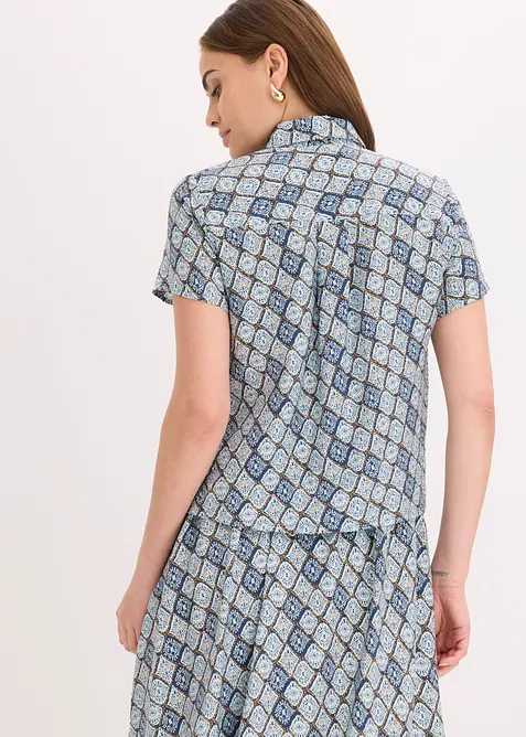Kort&auml;rmad blus i viskosmix, bonprix