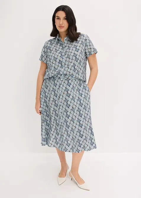 Kort&auml;rmad blus i viskosmix, bonprix