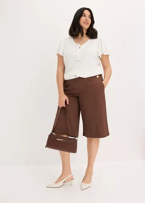 Shorts av elastisk twill, med vida ben, bonprix