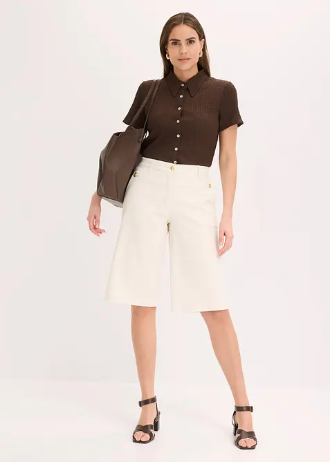 Shorts av elastisk twill, med vida ben, bonprix