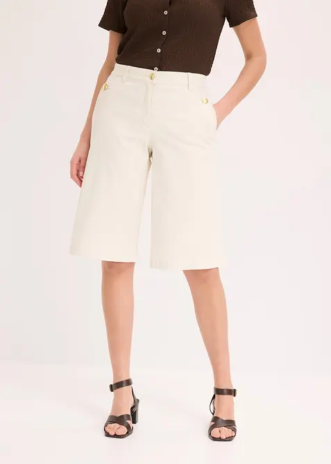 Shorts av elastisk twill, med vida ben, bonprix