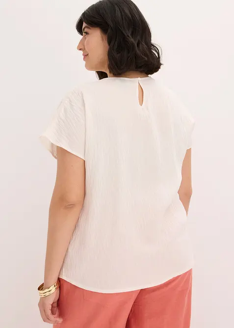 Blus med blombroderi, bonprix