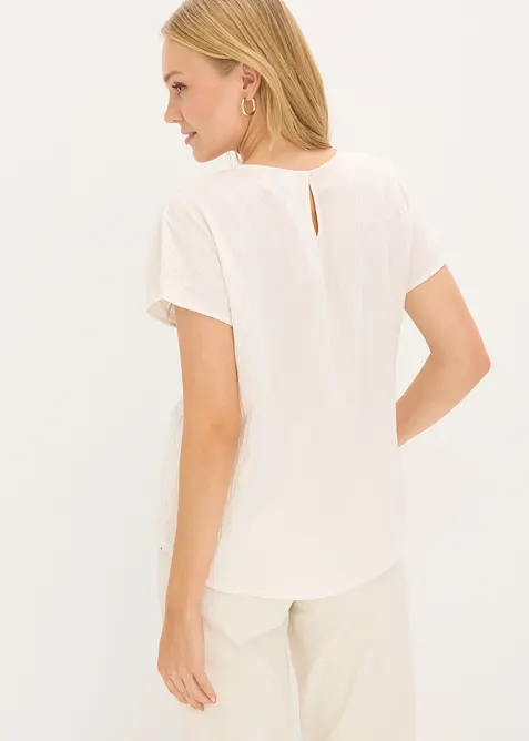 Blus med blombroderi, bonprix