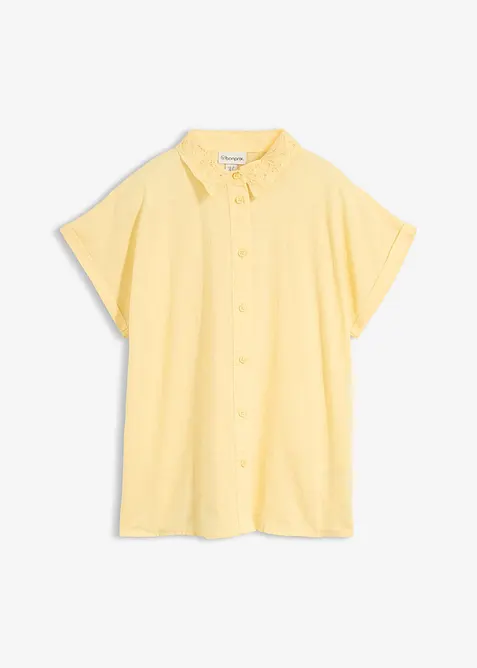 Bomullsblus  med h&aring;lbroderi, bonprix