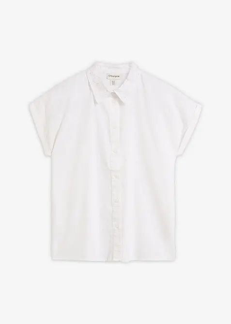 Bomullsblus  med h&aring;lbroderi, bonprix