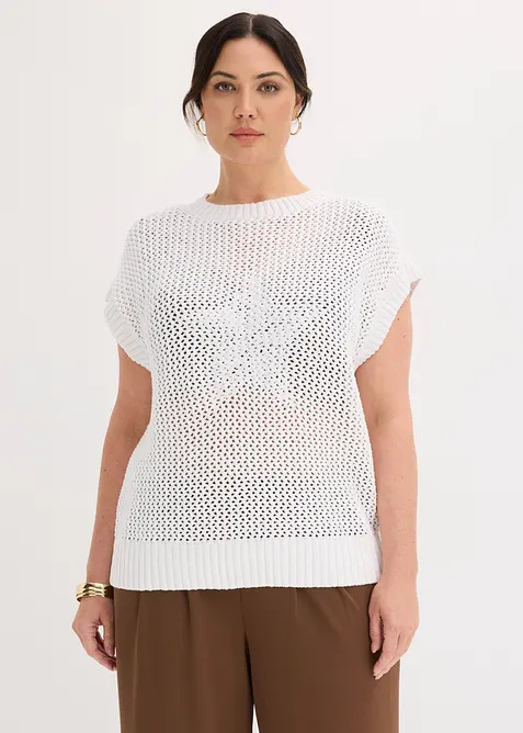 Stickad topp i bomull, bonprix