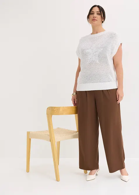 Stickad topp i bomull, bonprix