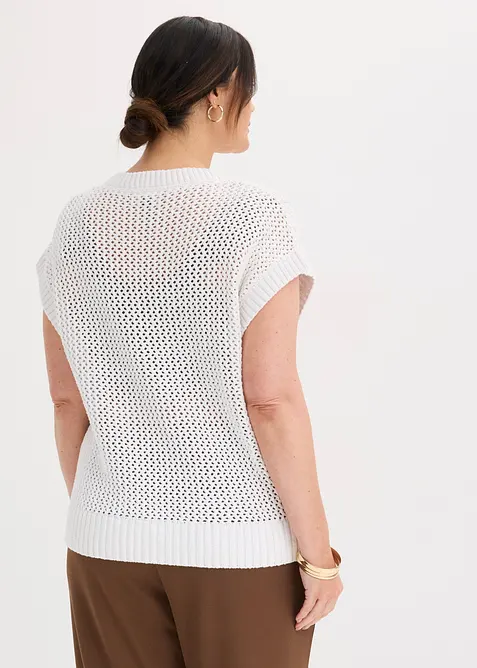 Stickad topp i bomull, bonprix