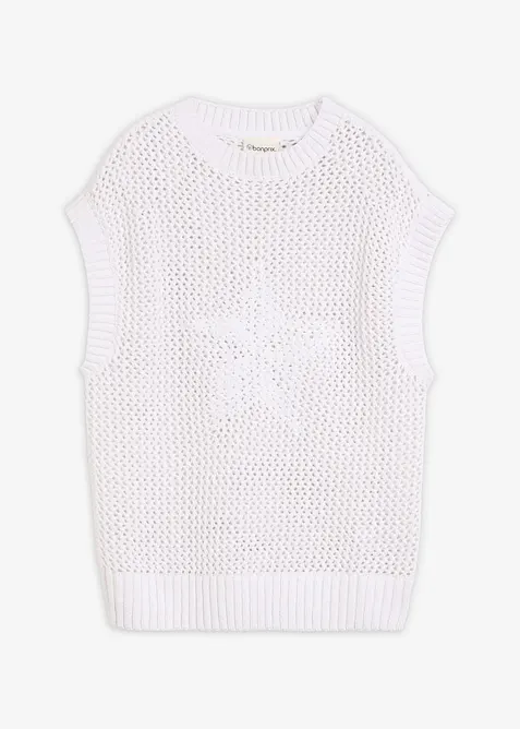 Stickad topp i bomull, bonprix