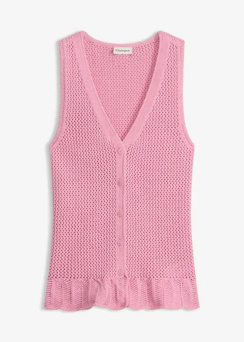 Stickad v&auml;st i bomullsmix, bonprix