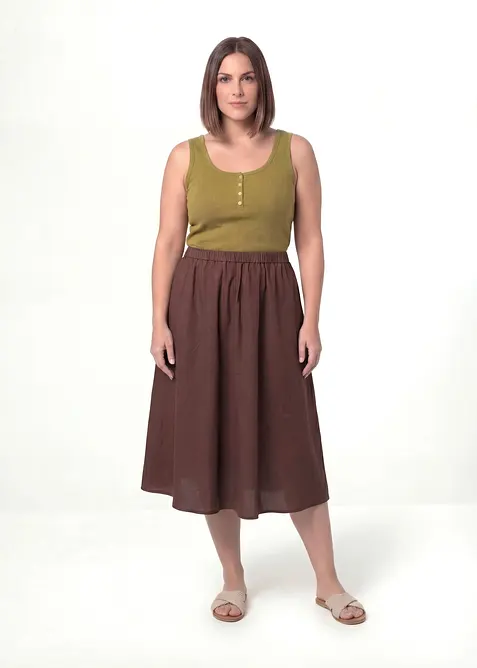 Mellanl&aring;ng kjol i linnemix, bonprix