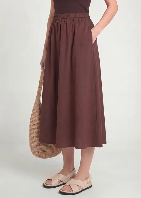 Mellanl&aring;ng kjol i linnemix, bonprix