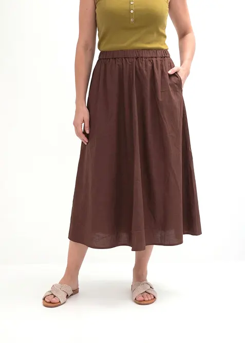 Mellanl&aring;ng kjol i linnemix, bonprix