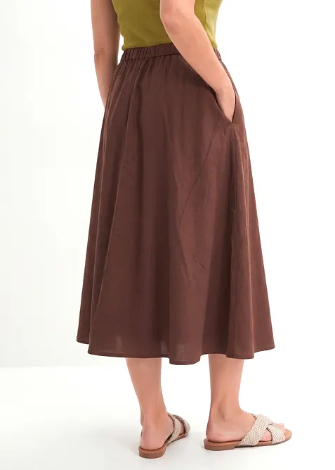 Mellanl&aring;ng kjol i linnemix, bonprix