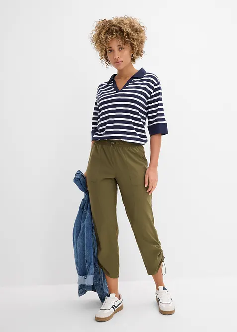 Tr&auml;ningsbyxa med rynkade detaljer, snabbtorkande, bonprix