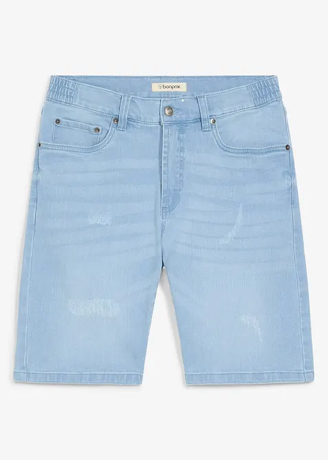 Jeansshorts med res&aring;r i midjan, Regular Fit, bonprix