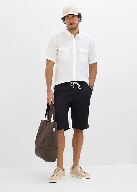 Bermudas i luftig linnemix, normal passform, bonprix