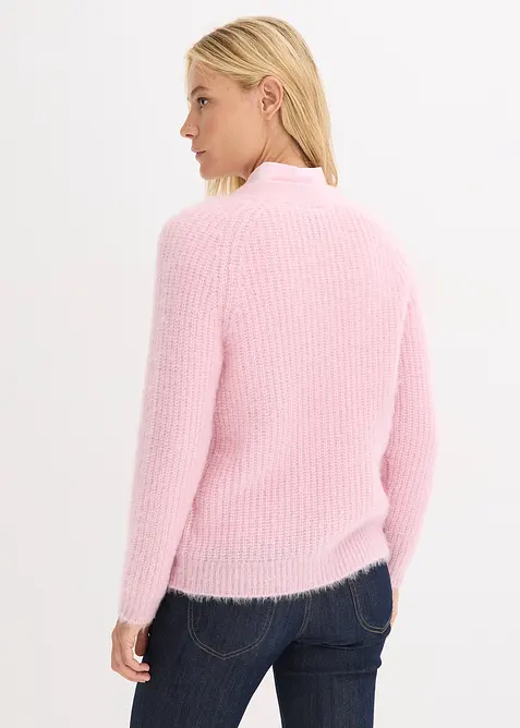 Ribbstickad cardigan med glansiga effekter, bonprix
