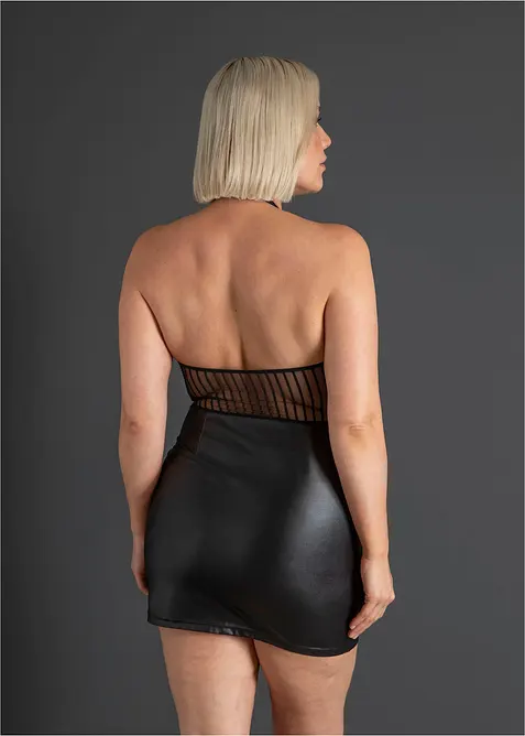 Kl&auml;nning med halterneck, wetlook, bonprix