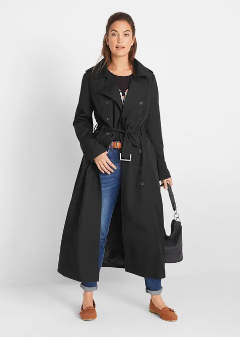 L&aring;ng trenchcoat med midjeb&auml;lte, bonprix